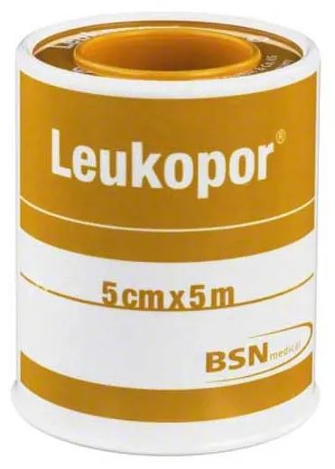 Fixatiepleister Leukopor non-woven met klemring 5mx5cm