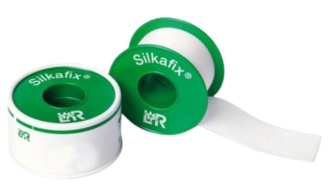 Fixatiepleister Silkafix met klemring 5mx1,25cm