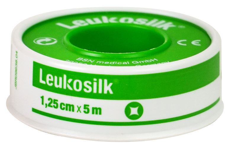 Fixatiepleister Leukosilk met klemring 5mx1,25cm