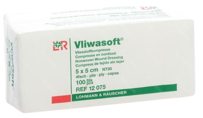 Non-woven kompres Vliwasoft 4-laags 5x5cm