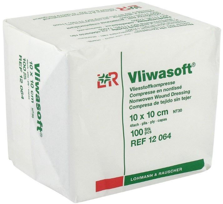 Non-woven kompres Vliwasoft 4-laags 10x10cm