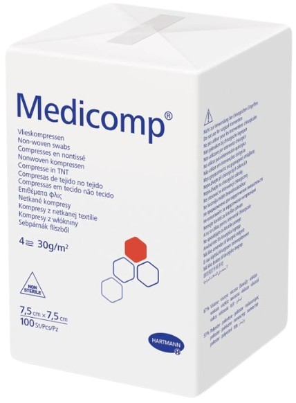 Non-woven kompres Medicomp 4-laags 7,5x7,5cm