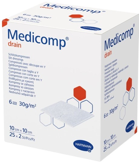 Non-woven splitkompres Medicomp drain 10x10cm