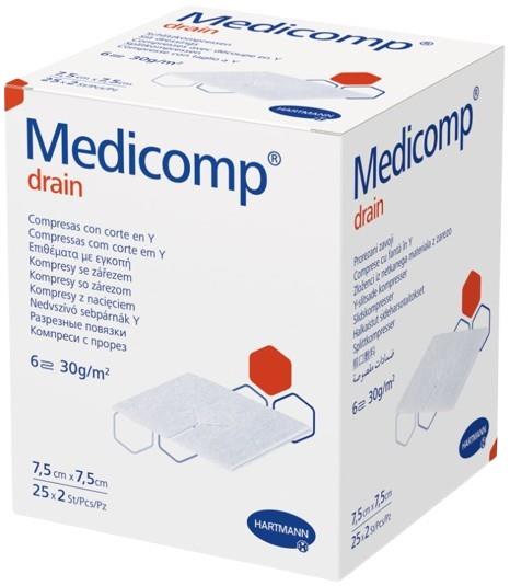 Non-woven splitkompres Medicomp drain 7,5x7,5cm
