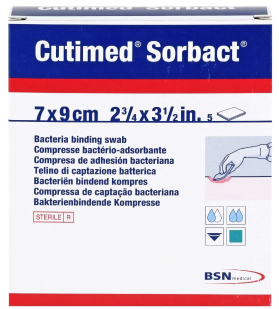 Antibacterieel kompres Cutimed Sorbact 7x9cm