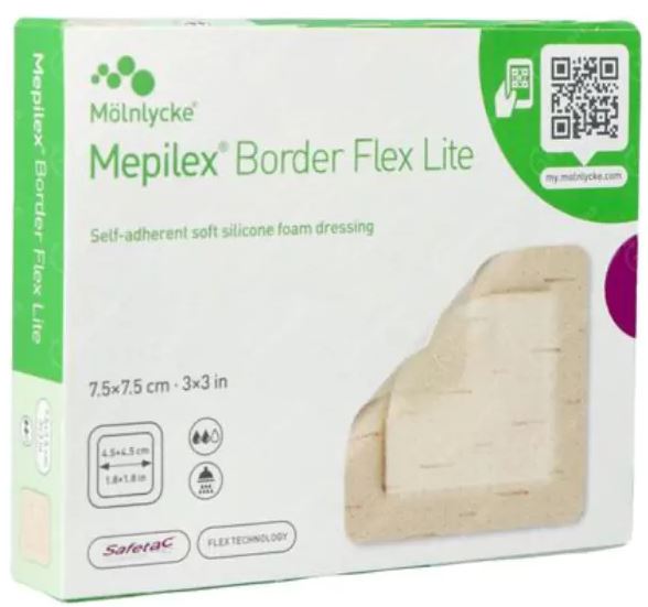 Siliconen foamverband Mepilex Border Flex Lite 7,5x7,5cm