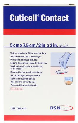 Siliconen verband Cuticell Contact transparant 5x7,5cm