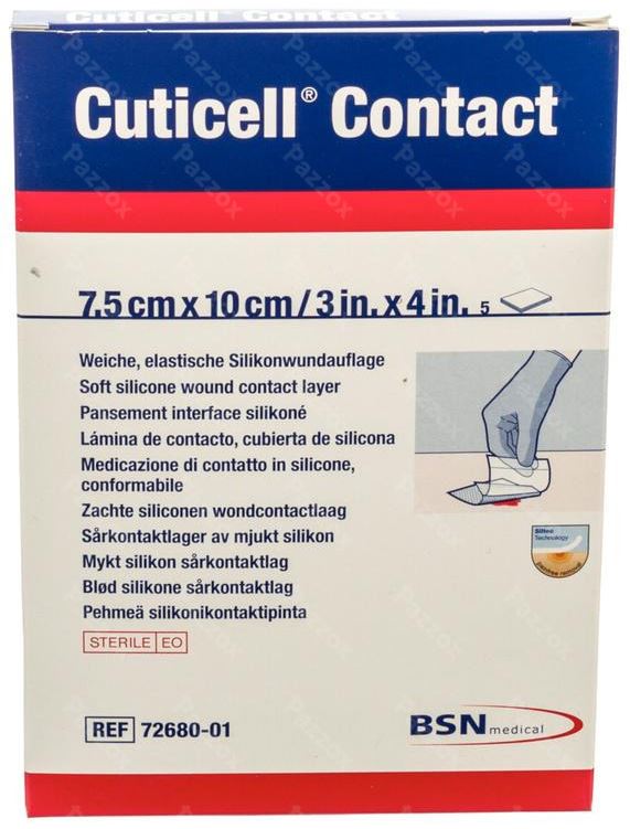 Siliconen verband Cuticell Contact transparant 7,5x10cm