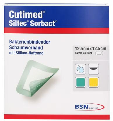 Siliconen foamverband Cutimed Siltec Sorbact B 12,5x12,5cm