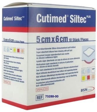 Siliconen foamverband Cutimed Siltec Plus 5x6cm