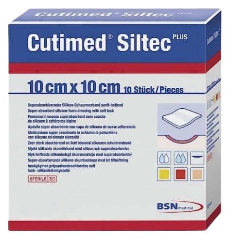 Siliconen foamverband Cutimed Siltec Plus 10x10cm