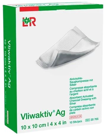 Koolstofverband Vliwaktiv AG 10x10cm
