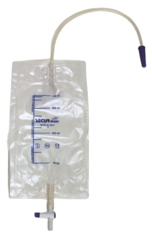 Urinebeenzak Securdrain 750ml 35cm kruiskraan