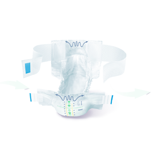 Witte flex incontinentiebroek met blauwe plakstrips